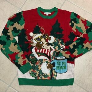 Holiday Ugly Sweater Reindeer “Tis the Season” Celebrate Together Men's Medium